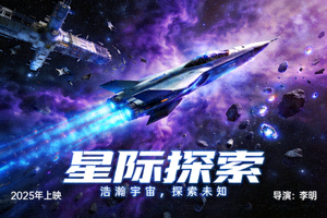 科幻冒险剧《星际探索》太空场景海报